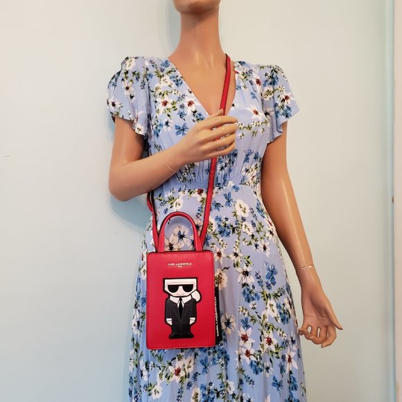 NWT KARL LAGERFELD Cute Red MAYBELLE bag. - Picture 3 of 17